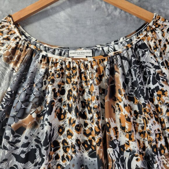 Rebecca Malone Womens 2X Animal Print Stretch Long Sleeve Top Plus Size Vibe - Picture 7 of 9
